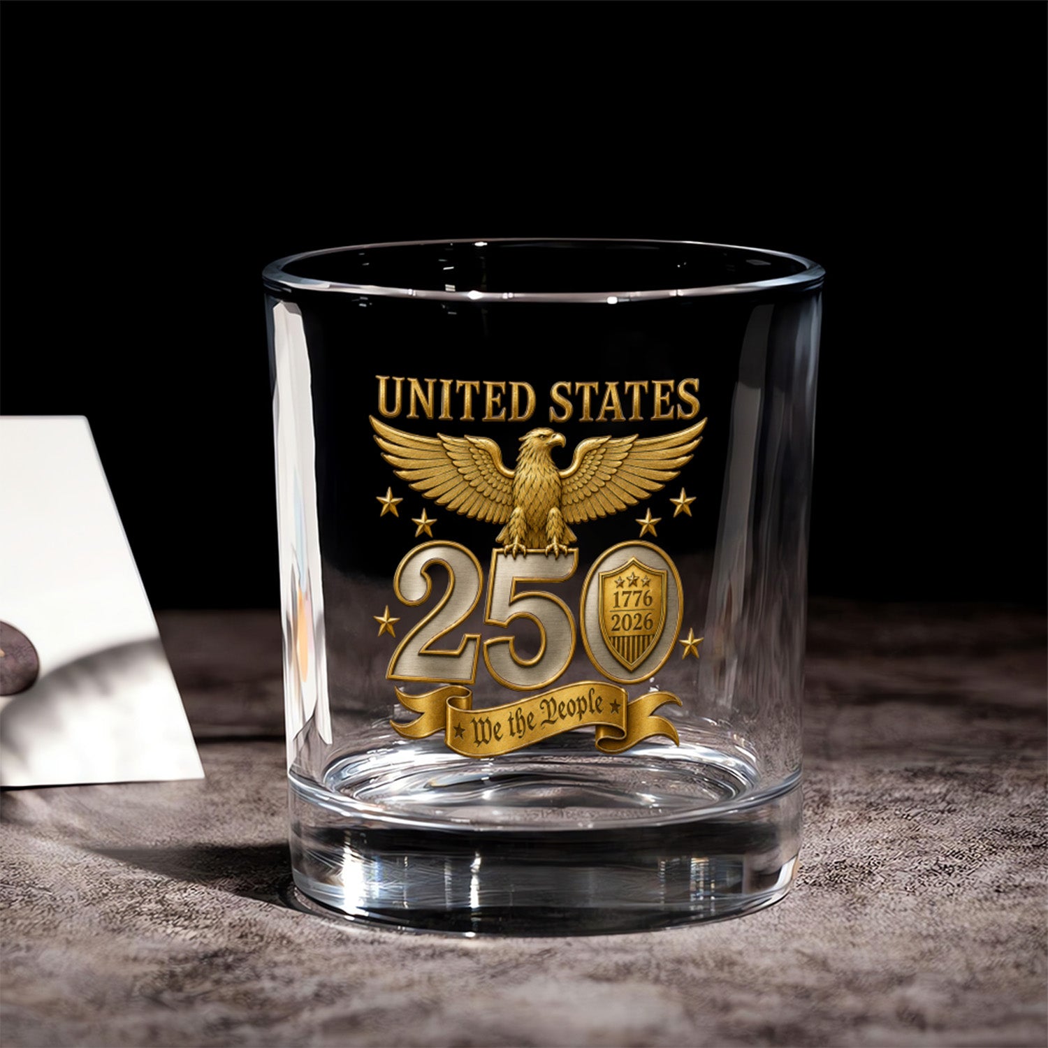 USA Patriotic Whiskey Glass 1776-2026 Anniversary