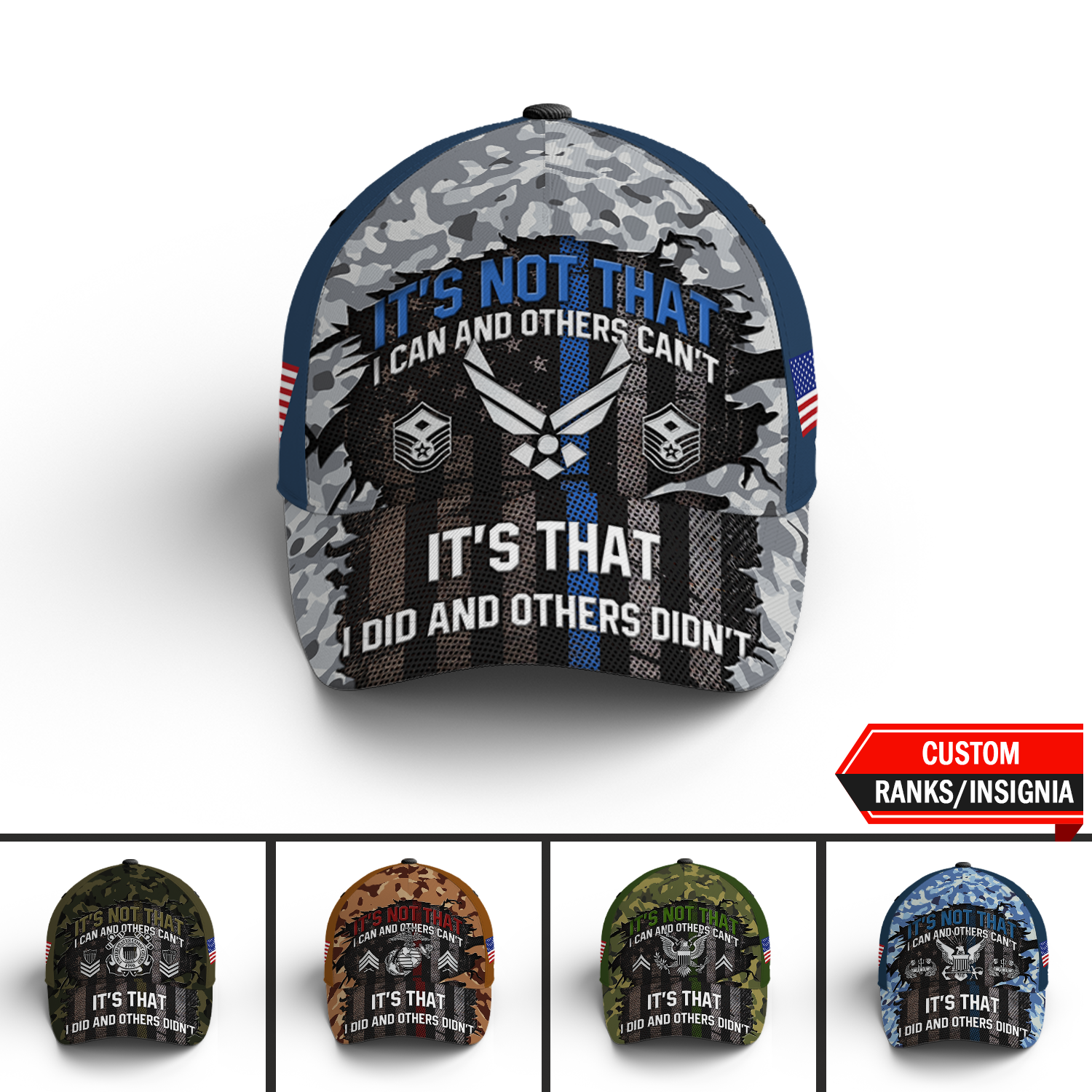Custom Ranks/Insignia, Personalized Name And Years Served All Over Prints Premium Classic Cap KAOVC20