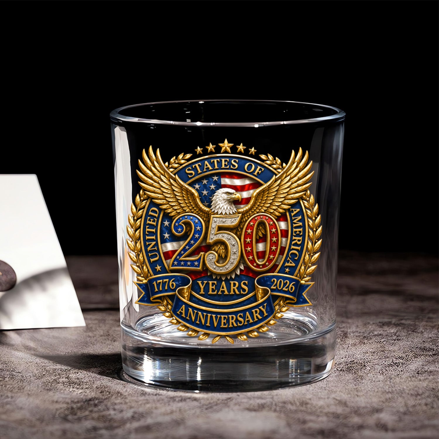 USA 250th Anniversary Old Fashioned Whiskey Glass Gift