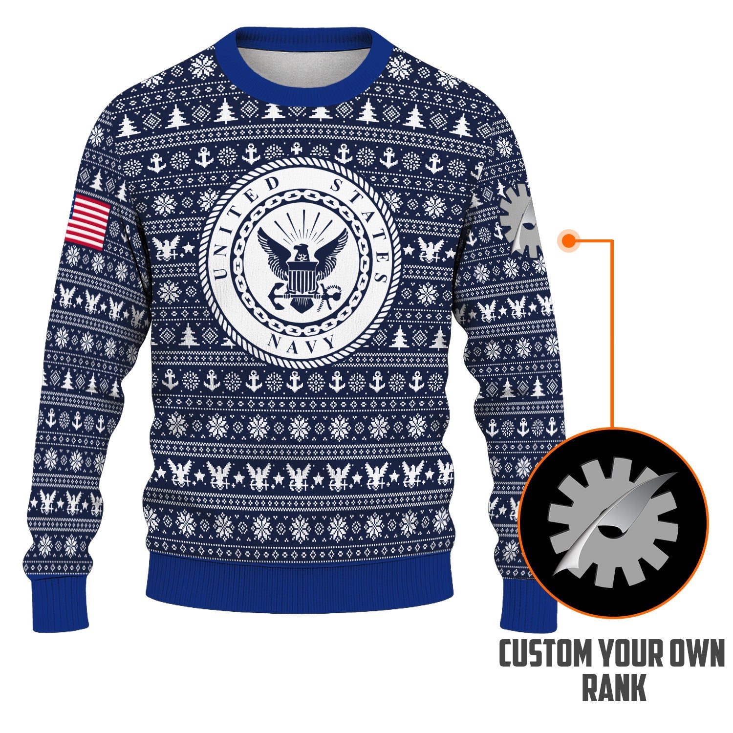 Personalized US Navy Christmas Ugly Sweater KRUST11