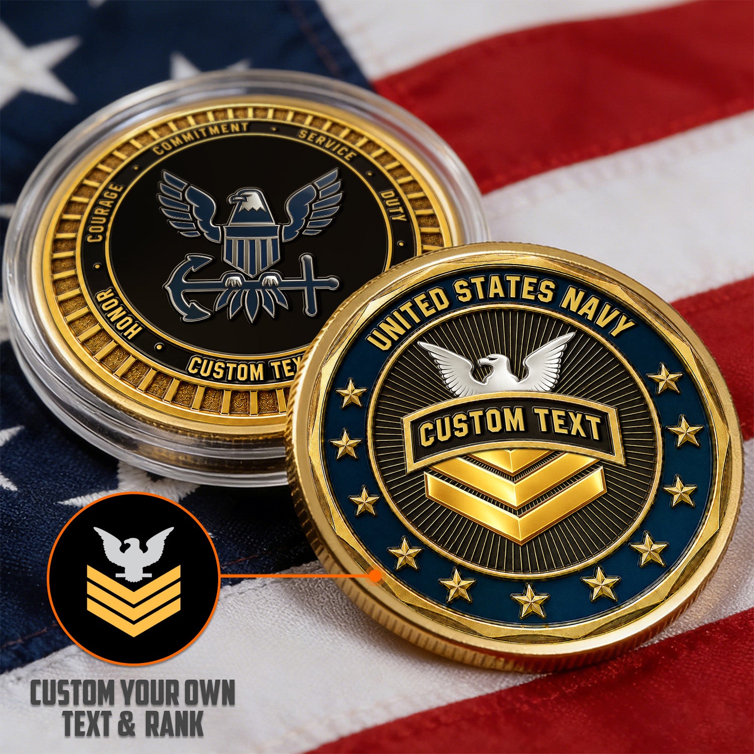 Navy Sailor Personalized Insignia 3D Challenge Coin Gift