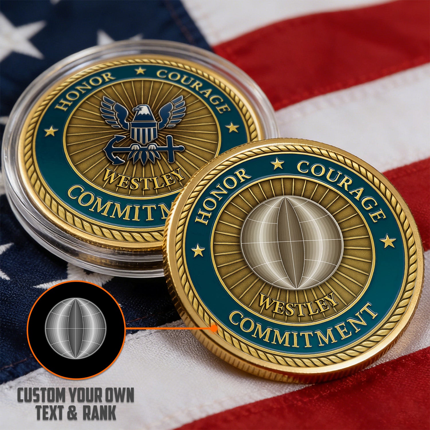 Personalized Challenge Coin US Navy Rank Name Gift