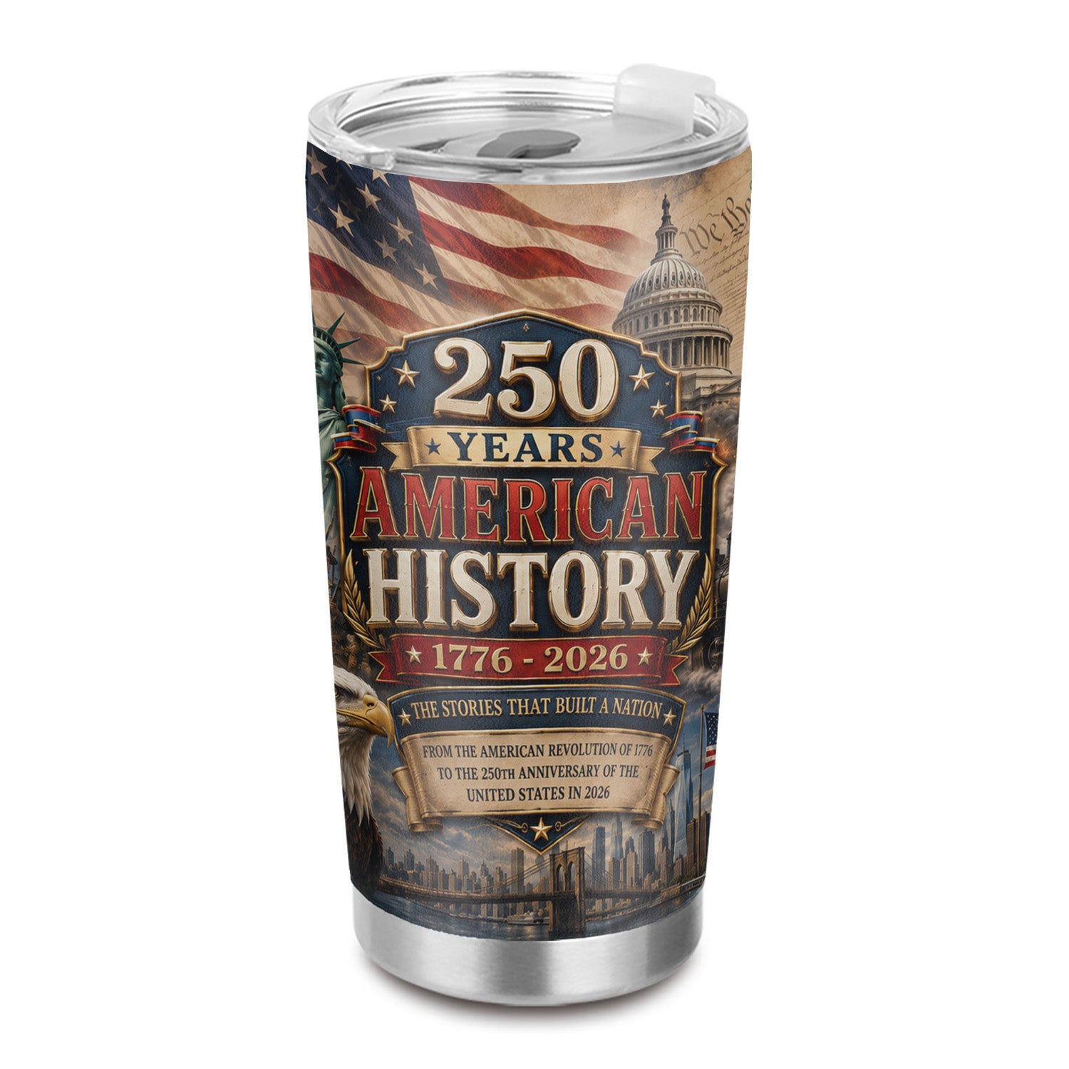USA Patriotic Tumbler 20oz 250th Anniversary Gift
