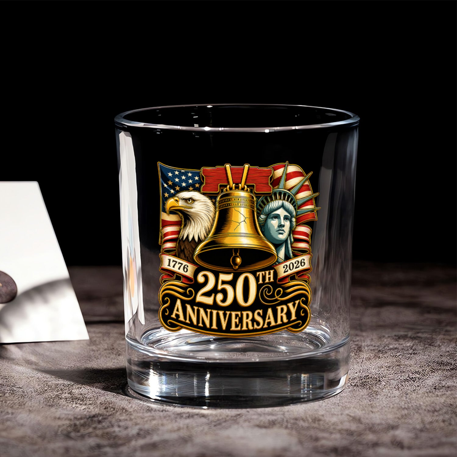 USA 250 Years Whiskey Glass American Heritage Gift