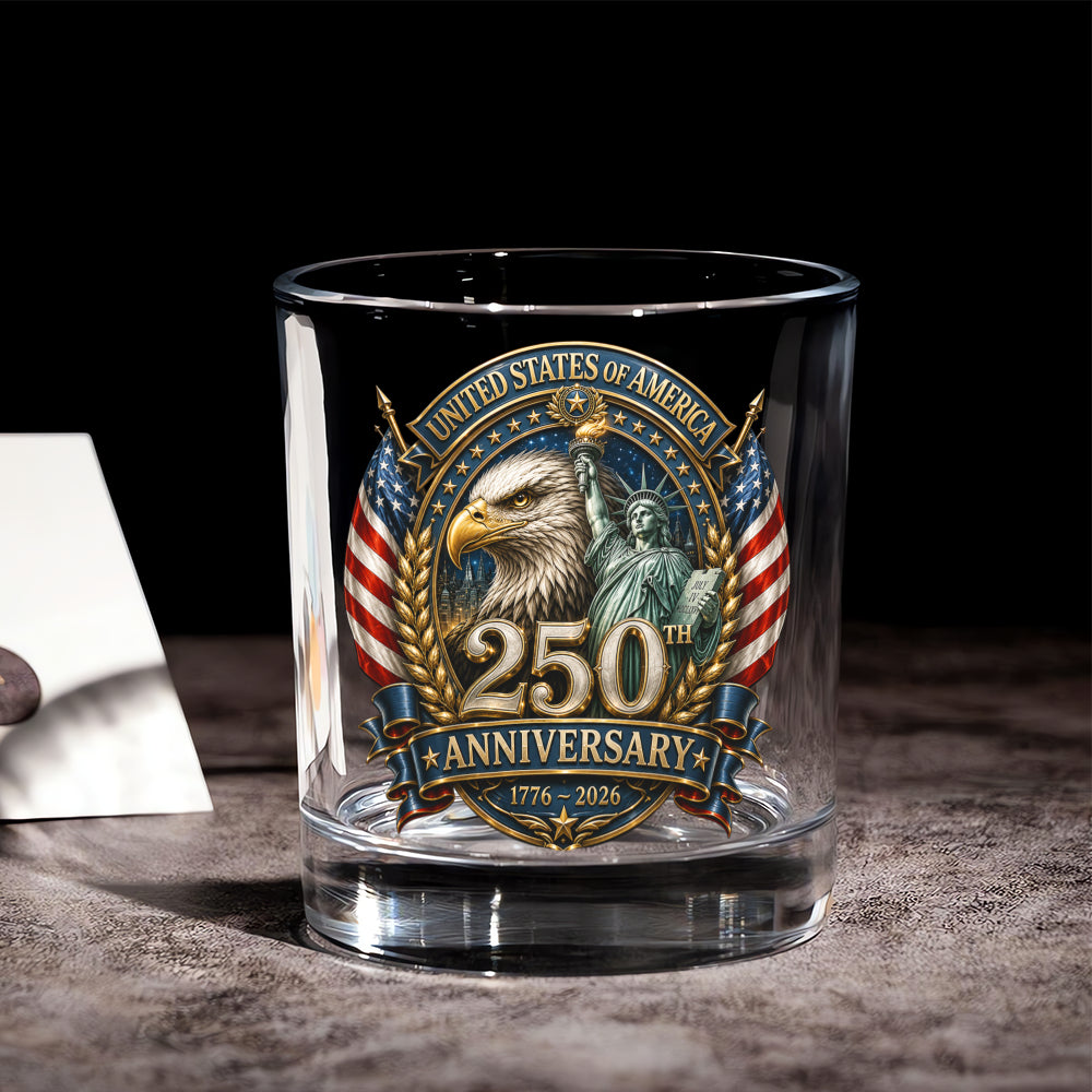 USA 250 Whiskey Glass Independence Day Keepsake
