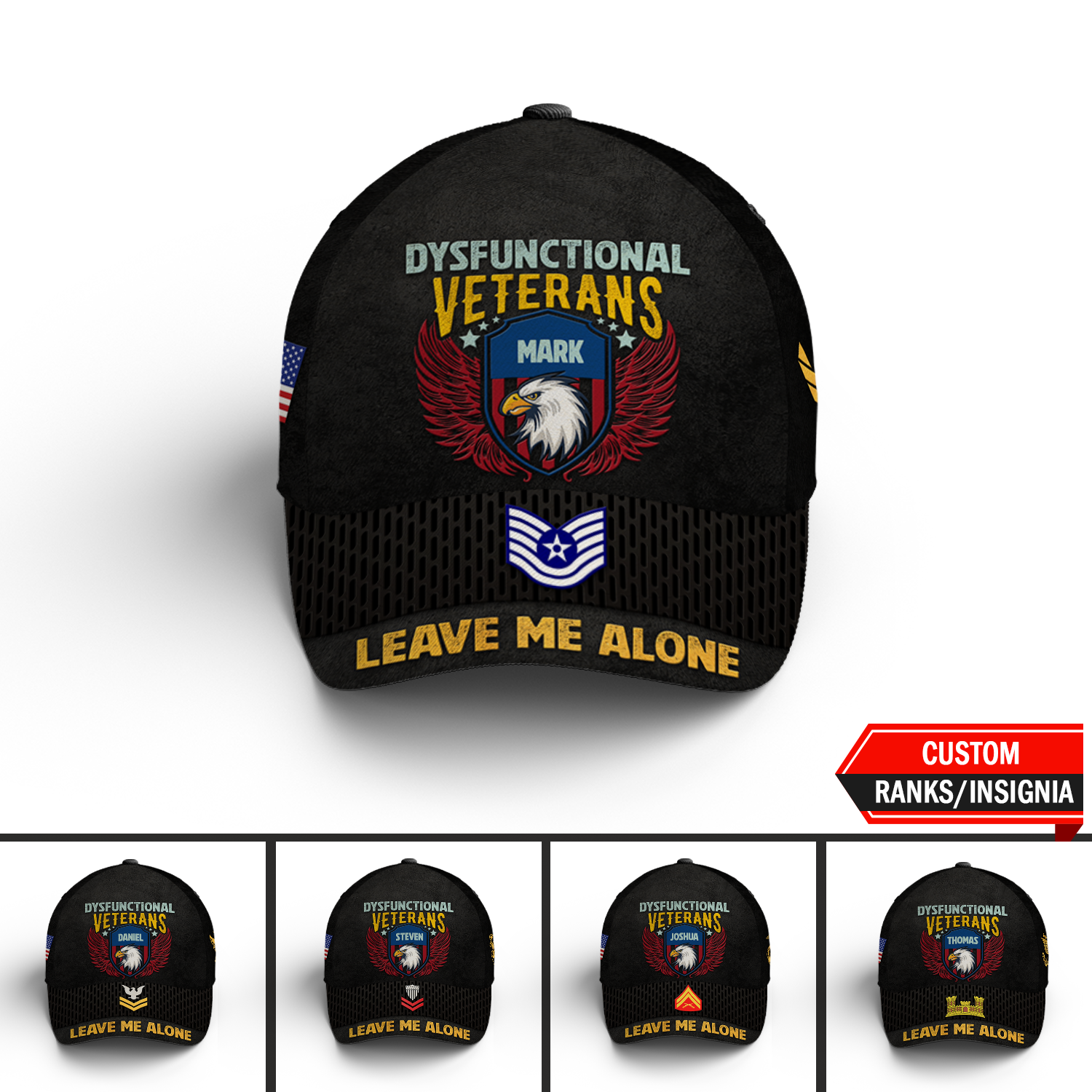 Custom Ranks/Insignia, Personalized Name And Years Served All Over Prints Premium Classic Cap KAOVC23