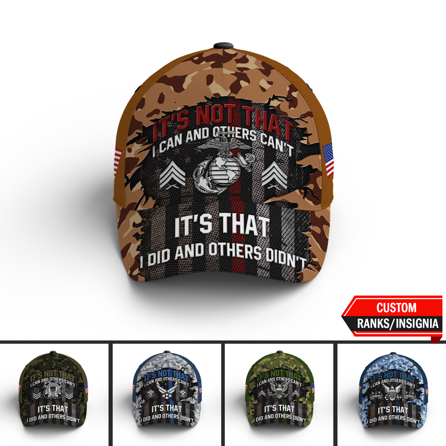 Custom Ranks/Insignia, Personalized Name And Years Served All Over Prints Premium Classic Cap KAOVC20