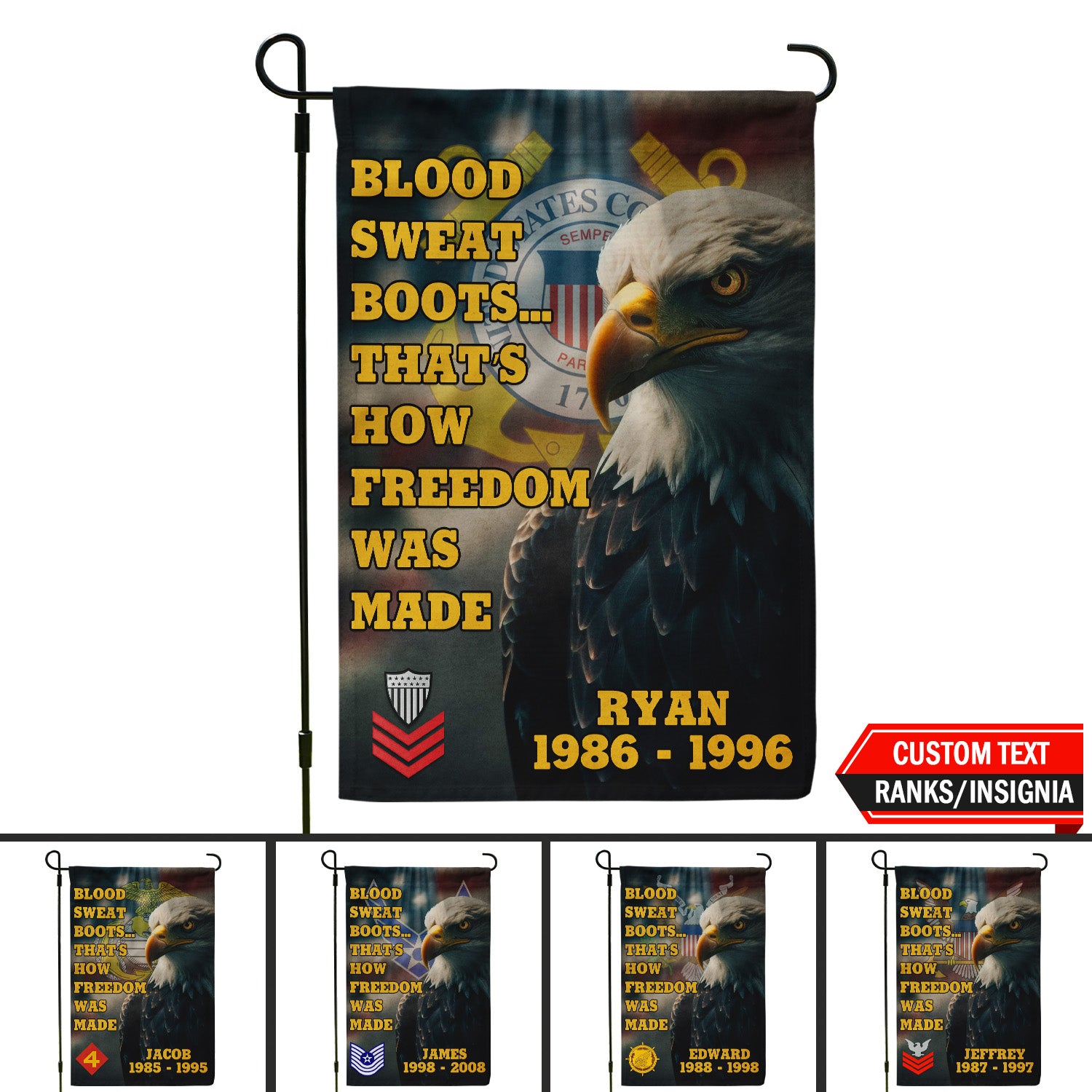 Personalized US Military Logo/Insignia And Text KFLAG32 Garden Flag, House Flag Twin-Side Printing