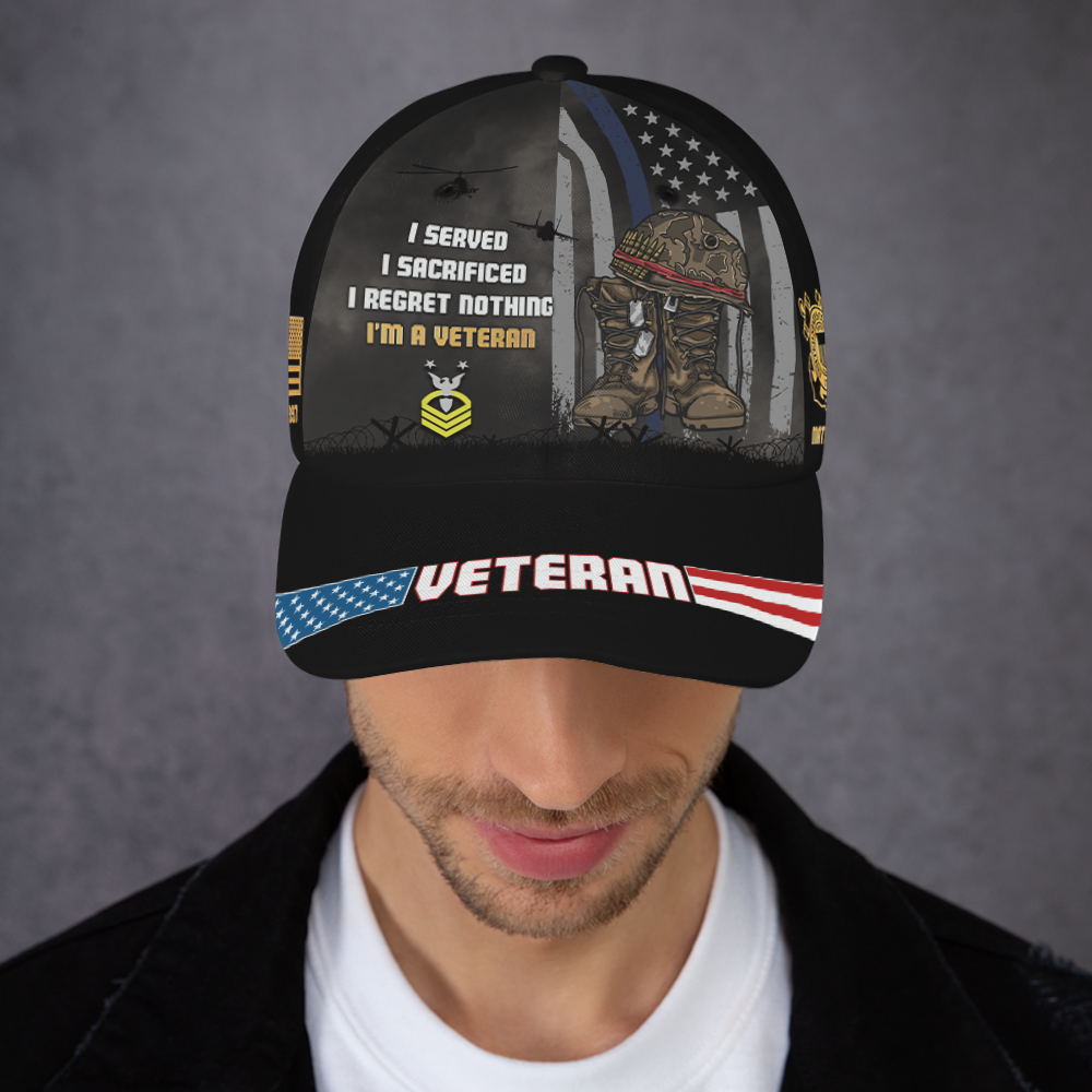 Custom Ranks/Insignia, Personalized Name And Years Served All Over Prints Premium Classic Cap KAOVC16