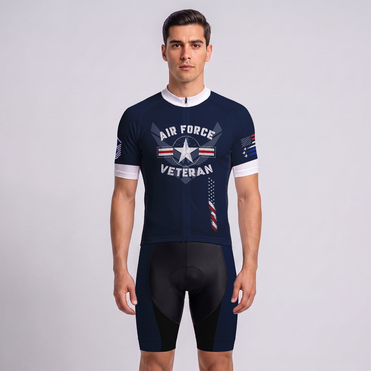 Personalized U.S. Air Force Cycling Jersey Custom Name & Rank Veteran