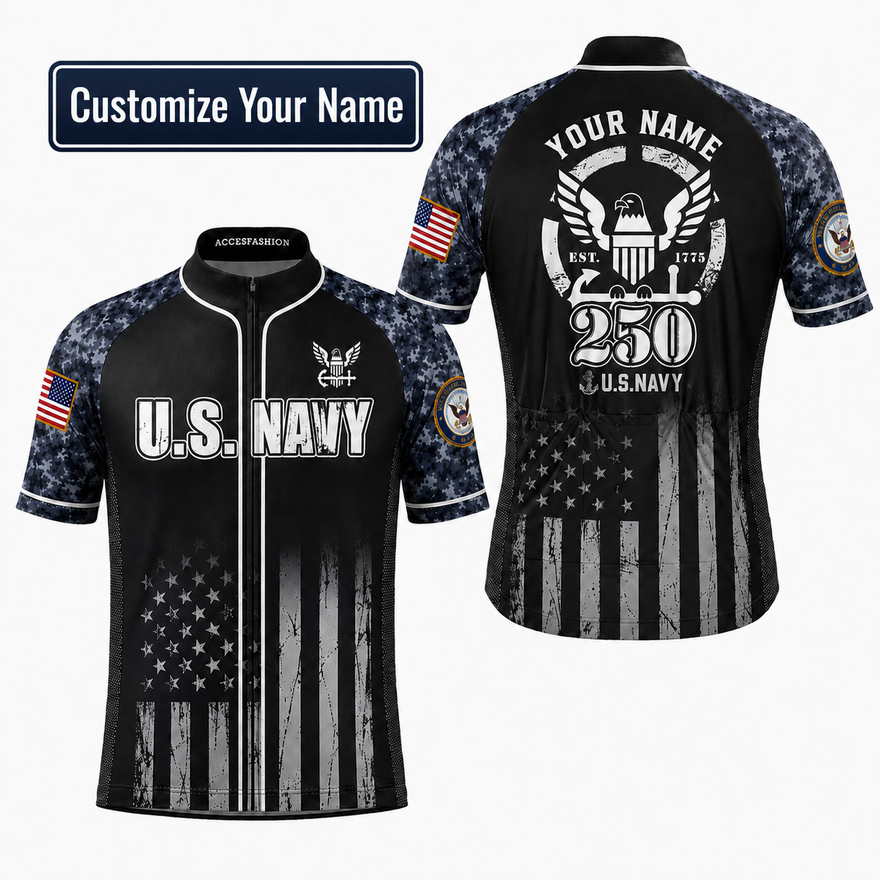 Personalized U.S. Navy 250th Cycling Jersey Kit