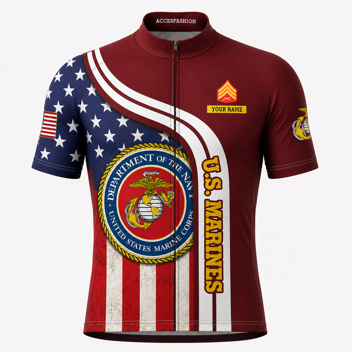 Personalized Military U.S. Marines Inspired Cycling Jersey Kit