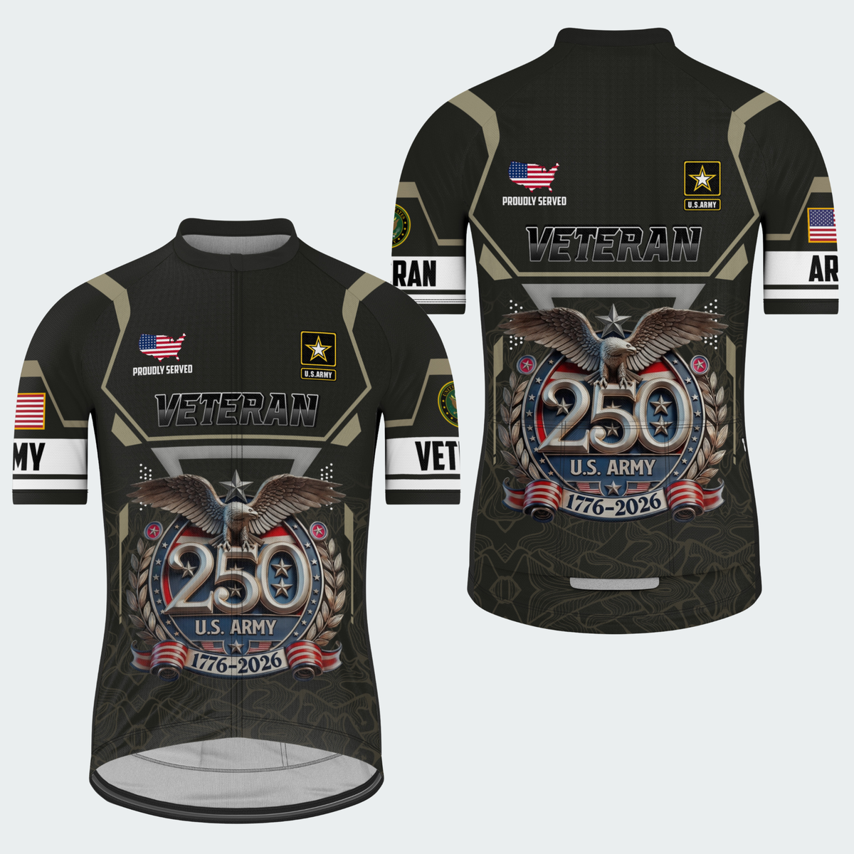 Men’s American Pride Proudly Served Veteran 250th Anniversary Regular Fit Custom Cycling Jersey