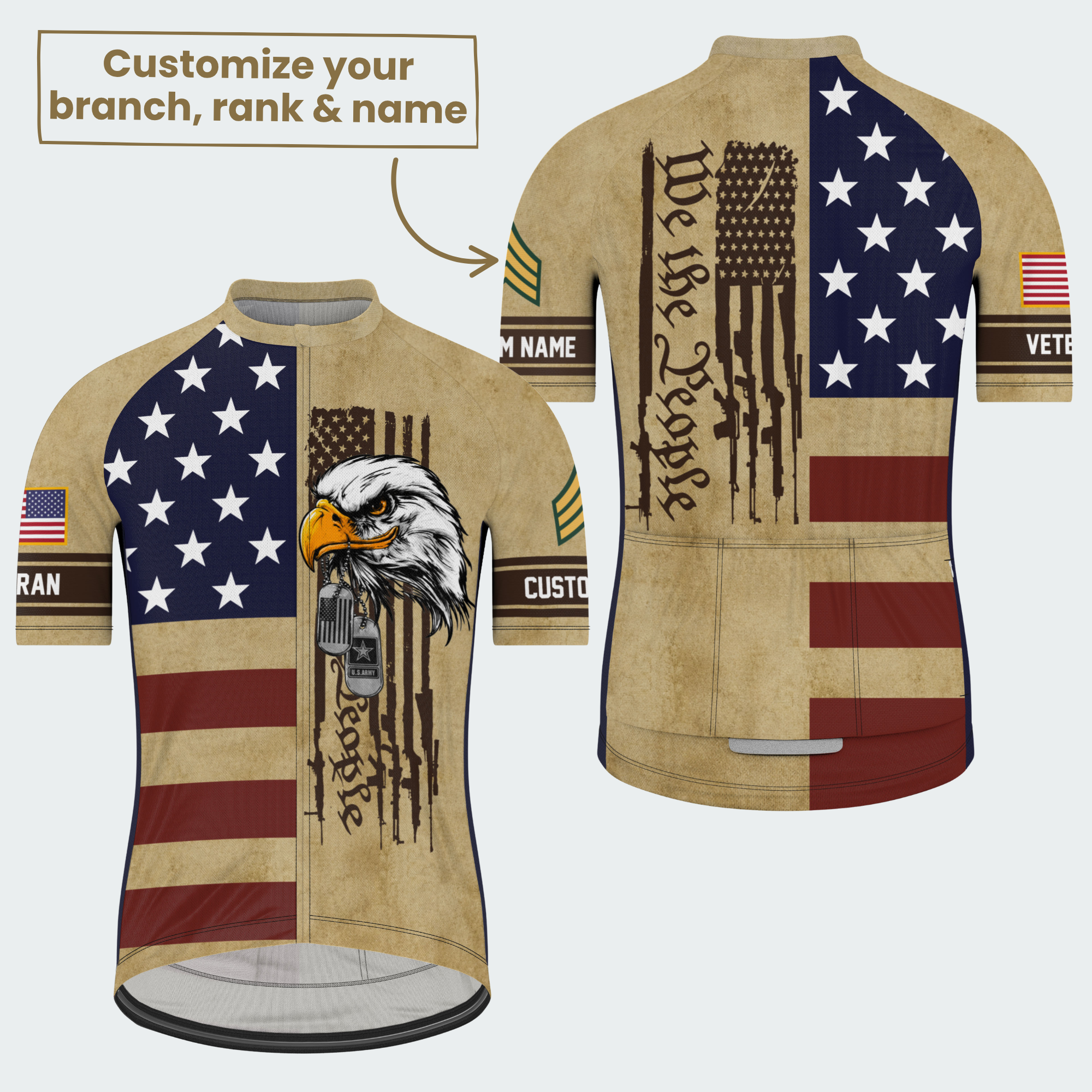 Men’s Custom Veteran Eagle Patriotic Cycling Jersey & Kit