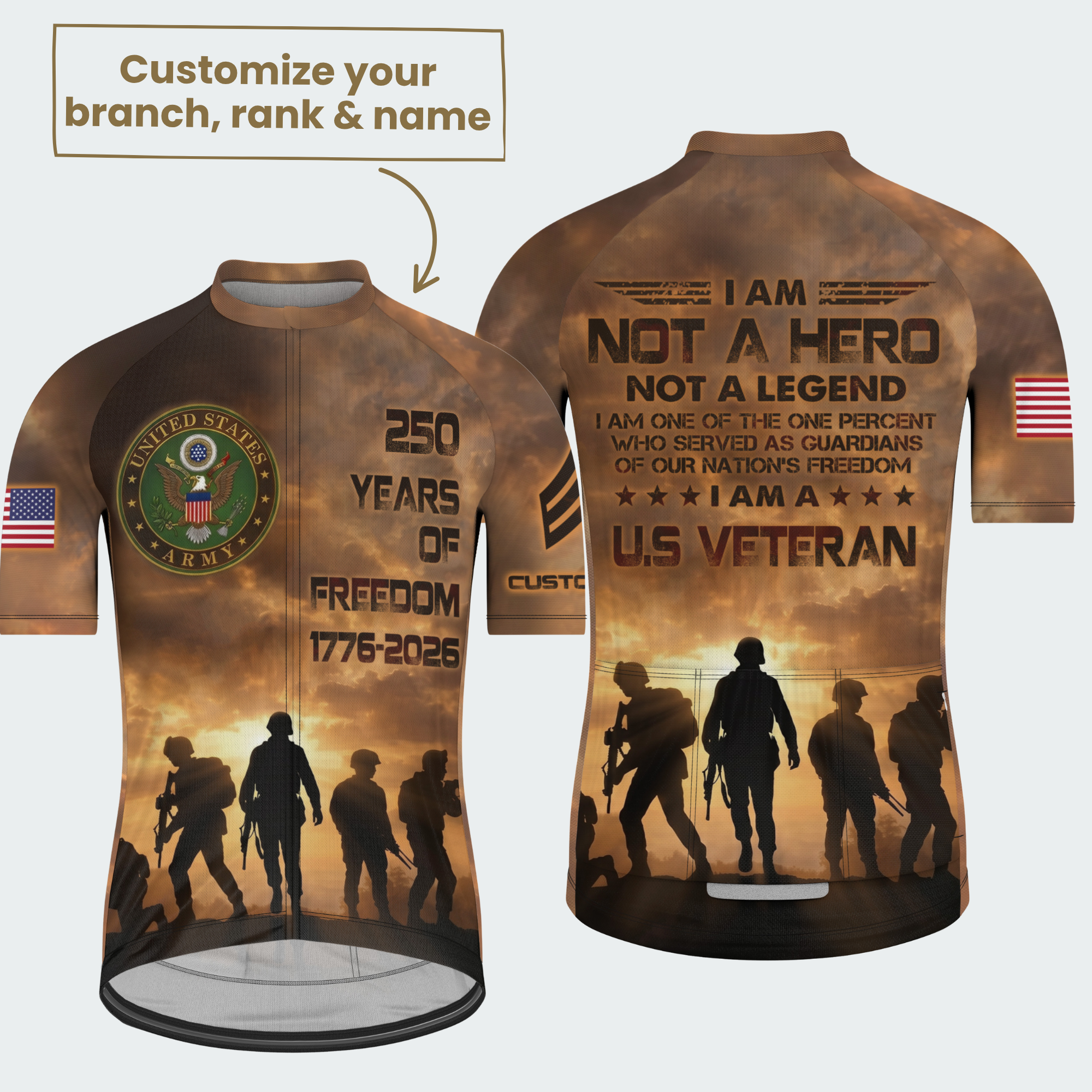 Men’s American Pride I Am Not a Hero US Veteran Regular Fit Cycling Jersey