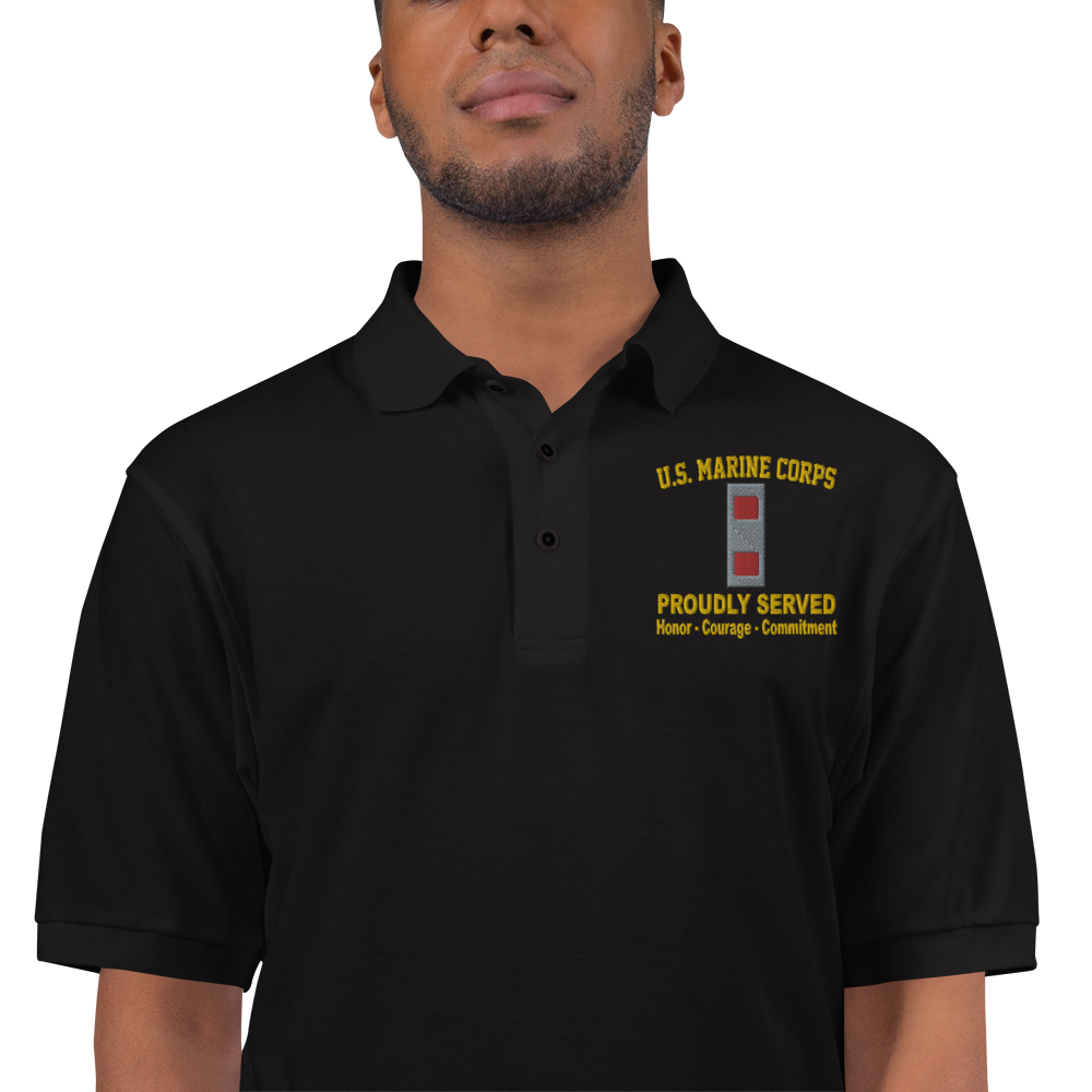 Custom MARlNE Ranks, Insignia Core Values Embroidered Port Authority Polo Shirt
