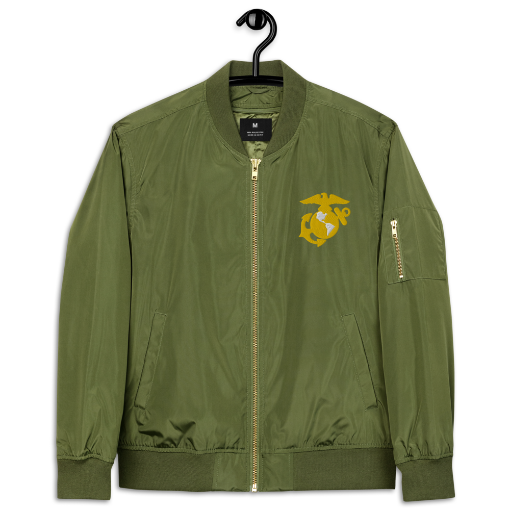 US Marines EST. 1775, Custom MARlNE Ranks, Insignia On Back, Embroidered Recycled Bomber Jacket