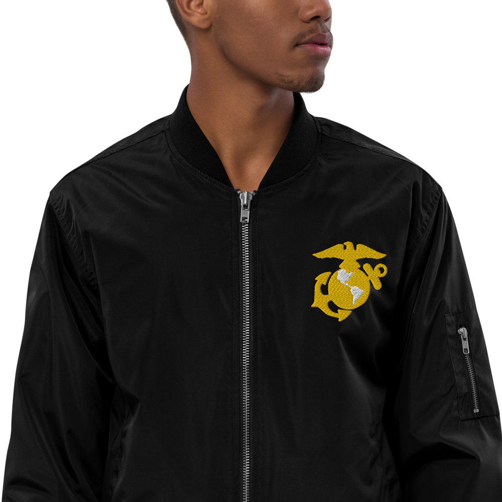 US Marines EST. 1775, Custom MARlNE Ranks, Insignia On Back, Embroidered Recycled Bomber Jacket