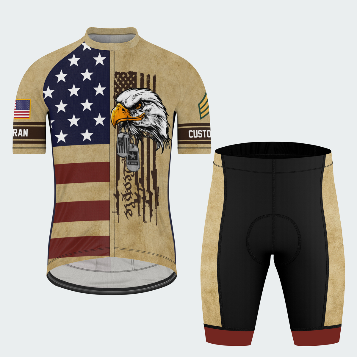 Men’s Custom Veteran Eagle Patriotic Cycling Jersey & Kit