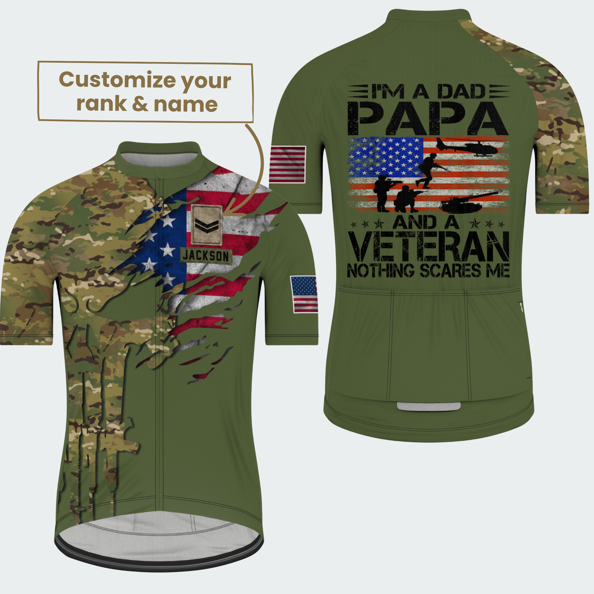 Men’s Personalized U.S. Army Veteran Dad Cycling Jersey & Kit