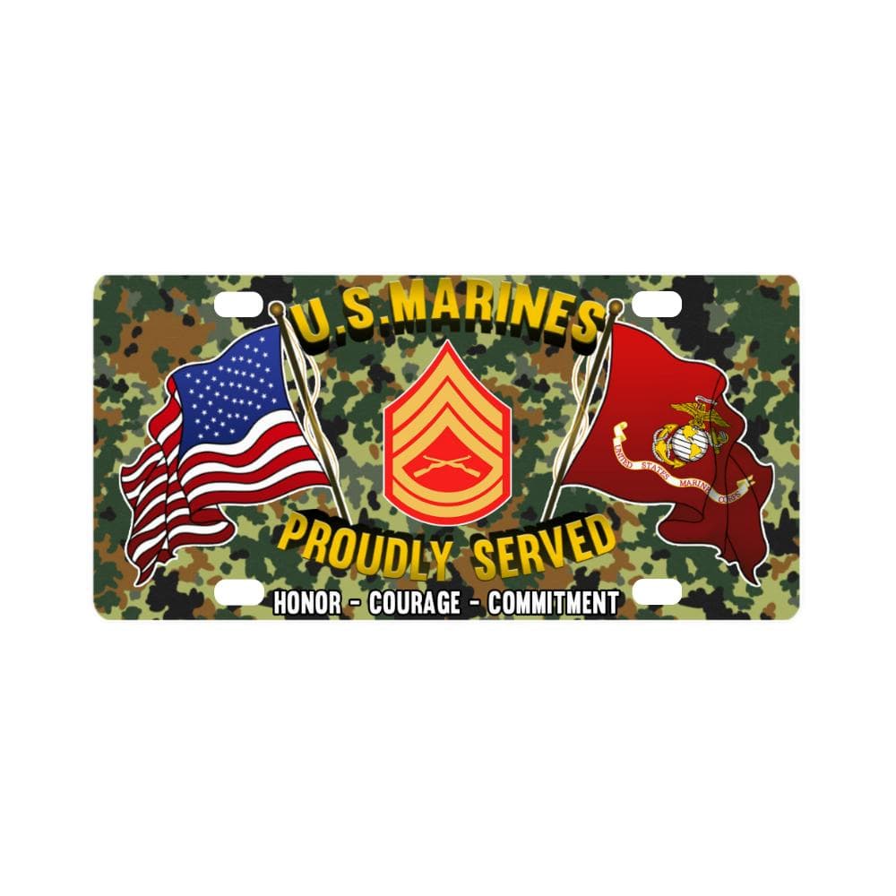 USMC E-7 Gunnery Sergeant E7 GySgt USMC Staff Nonc Classic License Plate-LicensePlate-USMC-Ranks-Veterans Nation