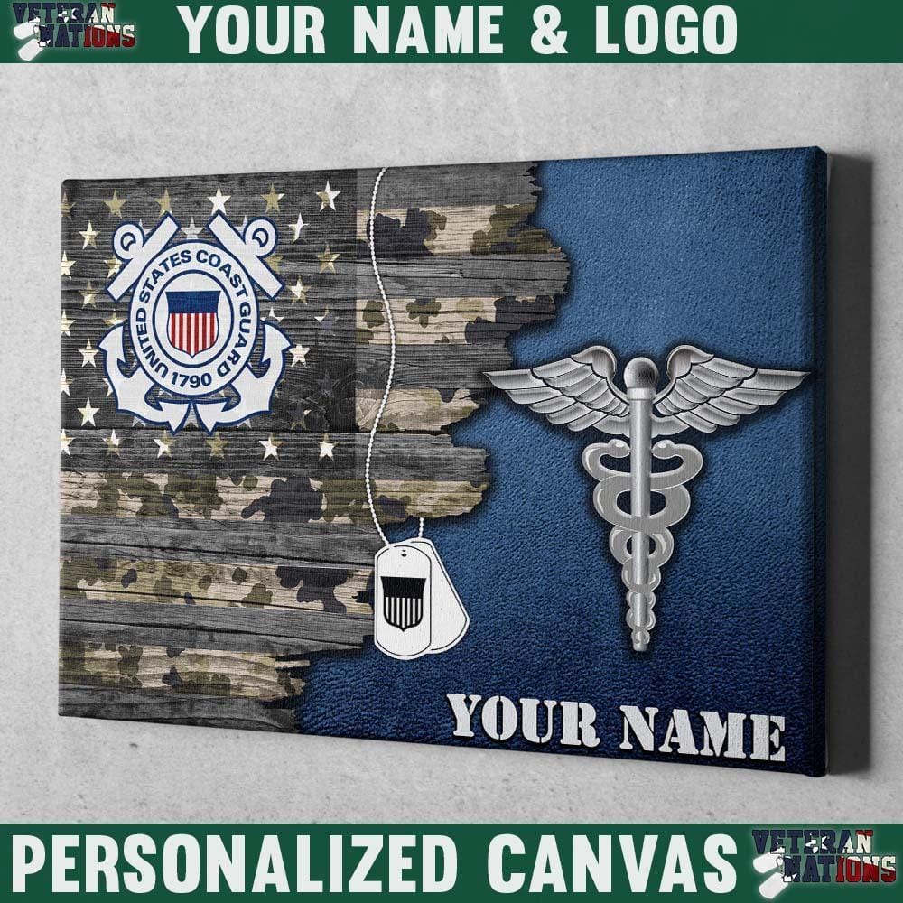 Personalized Canvas 1.5in Frame - USA Half Flag With Military Ranks/Insignia - Personalized Name & Ranks-Canvas-Personalized-AllBranch-Veterans Nation