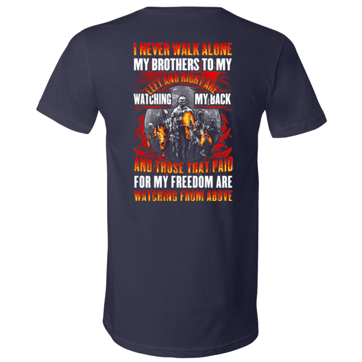 Military T-Shirt "Veteran - My Brothers Watching My Back, My Freedom Watching From Above"-TShirt-General-Veterans Nation
