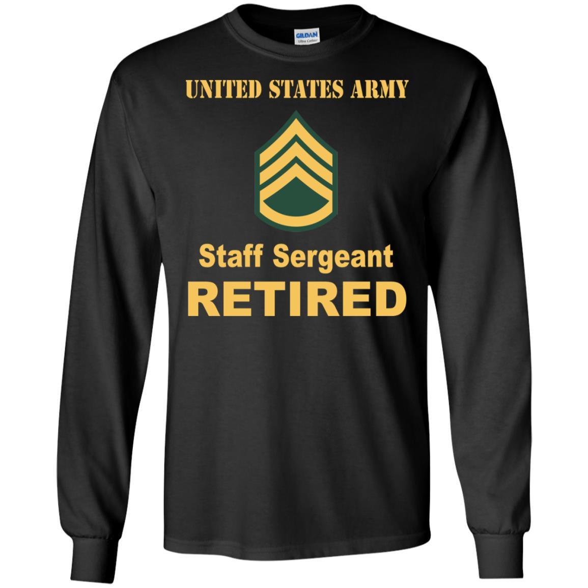 US Army E-6 Staff Sergeant E6 SSG Noncommissioned Officer Reired Men T Shirt On Front-TShirt-Army-Veterans Nation