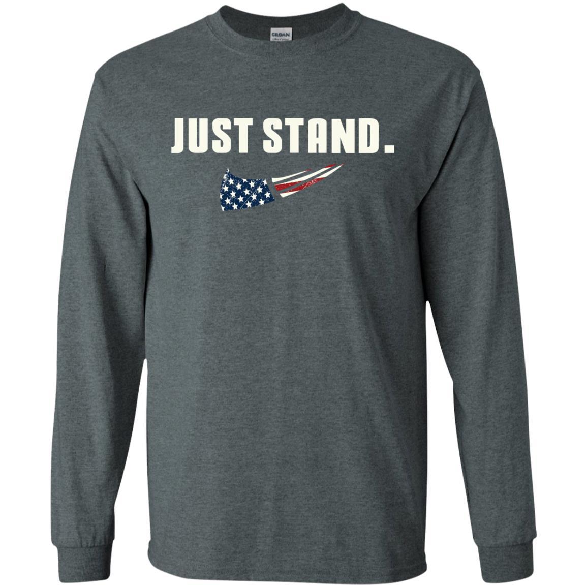 Military T-Shirt "Just Stand For The Flag Men On" Front-TShirt-General-Veterans Nation
