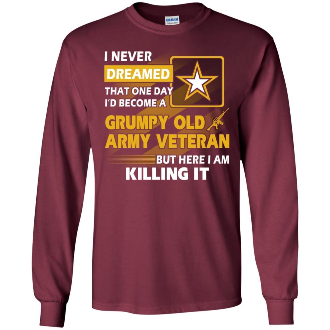 US Army T-Shirt "Grumpy Old Veteran" On Front-TShirt-Army-Veterans Nation