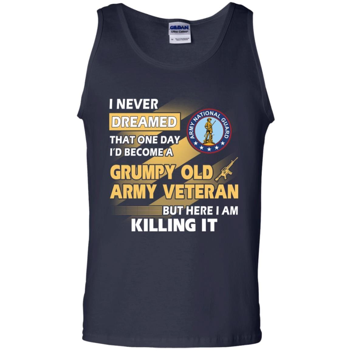 US Army T-Shirt "National Guard Grumpy Old Veteran" On Front-TShirt-Army-Veterans Nation