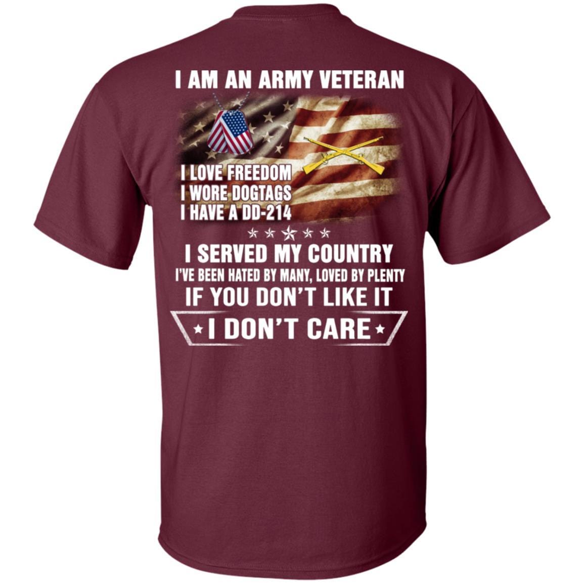 T-Shirt "I Am An Army Infantry Veteran" On Back-TShirt-Army-Veterans Nation