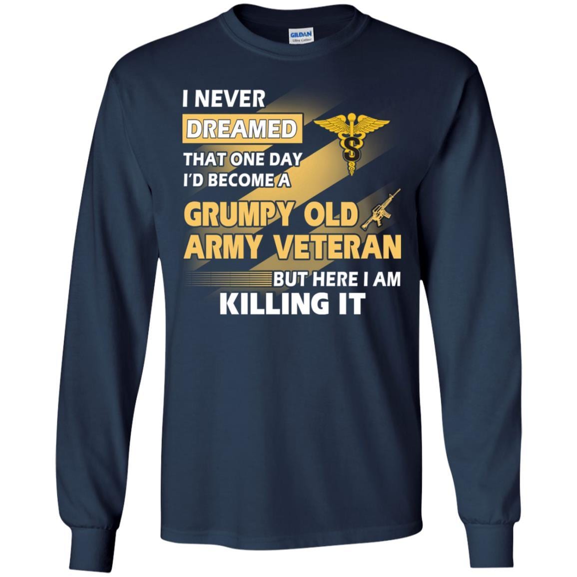 US Army T-Shirt "Medical Specialist Corps Grumpy Old Veteran" On Front-TShirt-Army-Veterans Nation