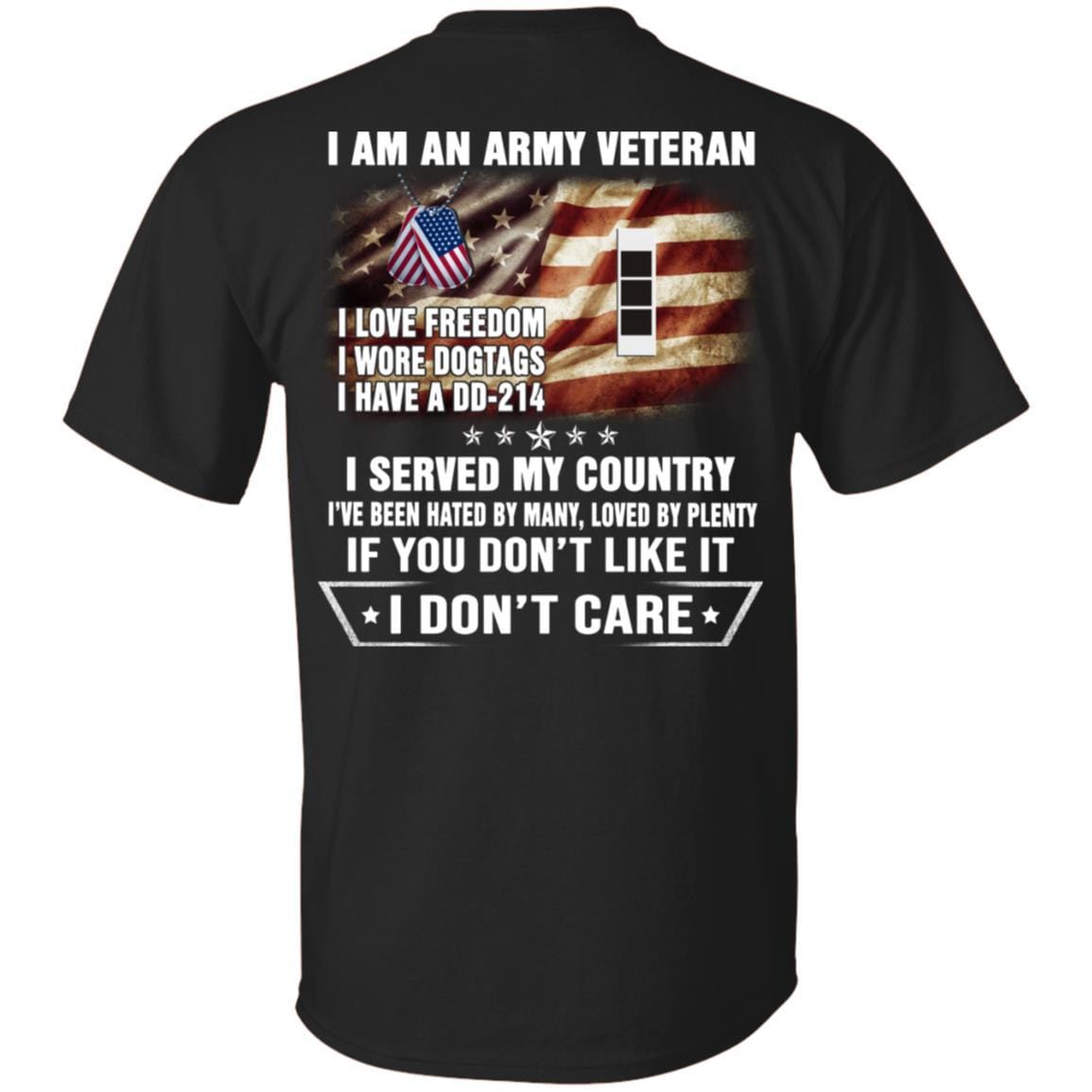 T-Shirt "I Am An Army Veteran" W-3 Chief Warrant Officer 3(CW3)Rank On Back-TShirt-Army-Veterans Nation