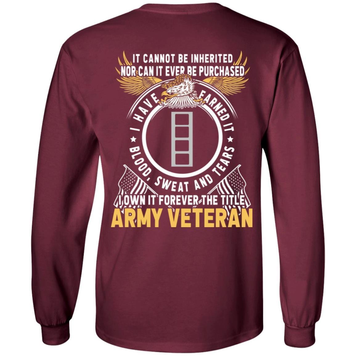 US Army W-4 Chief Warrant Officer 4 W4 CW4 Warrant Officer Ranks T-Shirt For Men On Back-TShirt-Army-Veterans Nation
