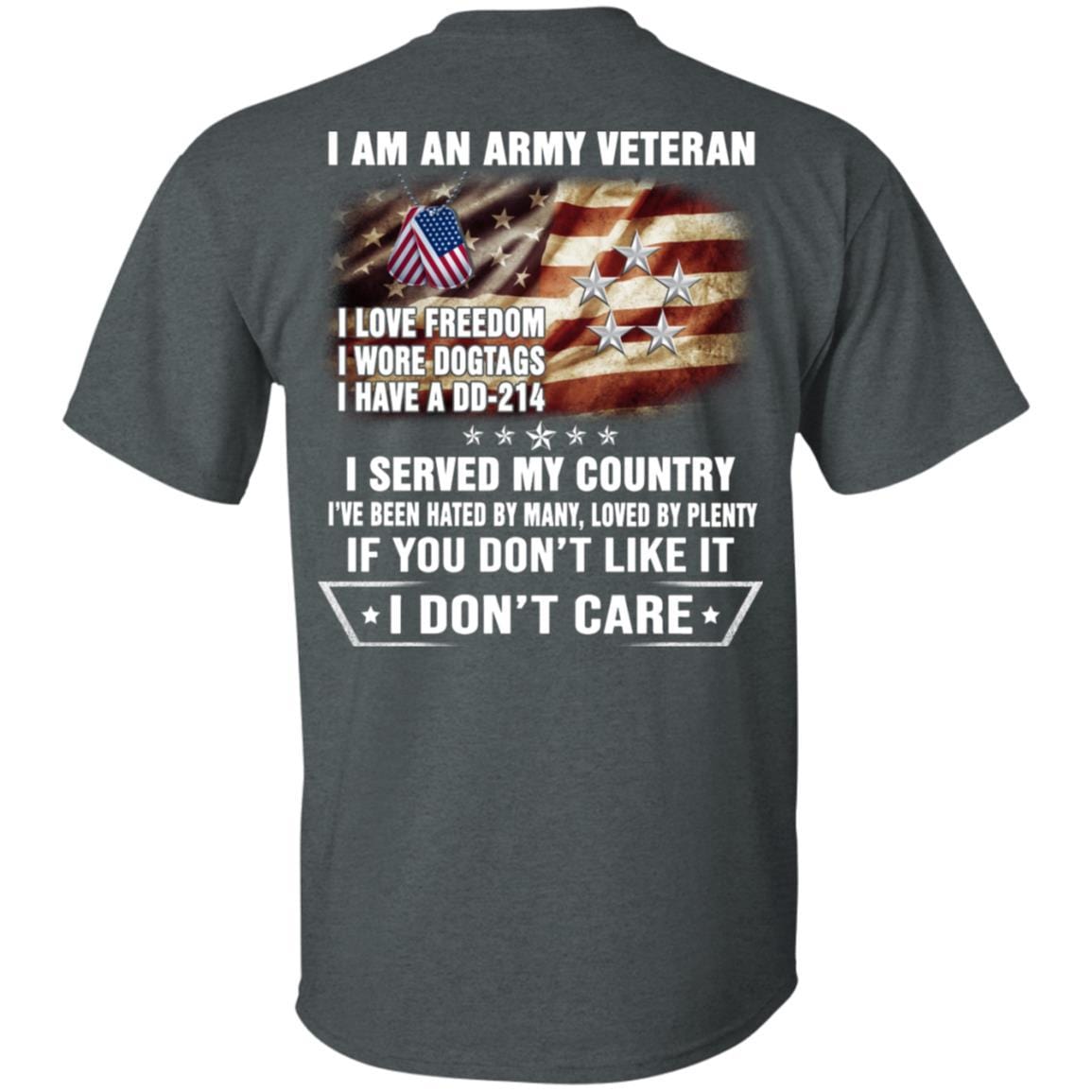 T-Shirt "I Am An Army Veteran" O-10 General of the Army(GA)Rank On Back-TShirt-Army-Veterans Nation