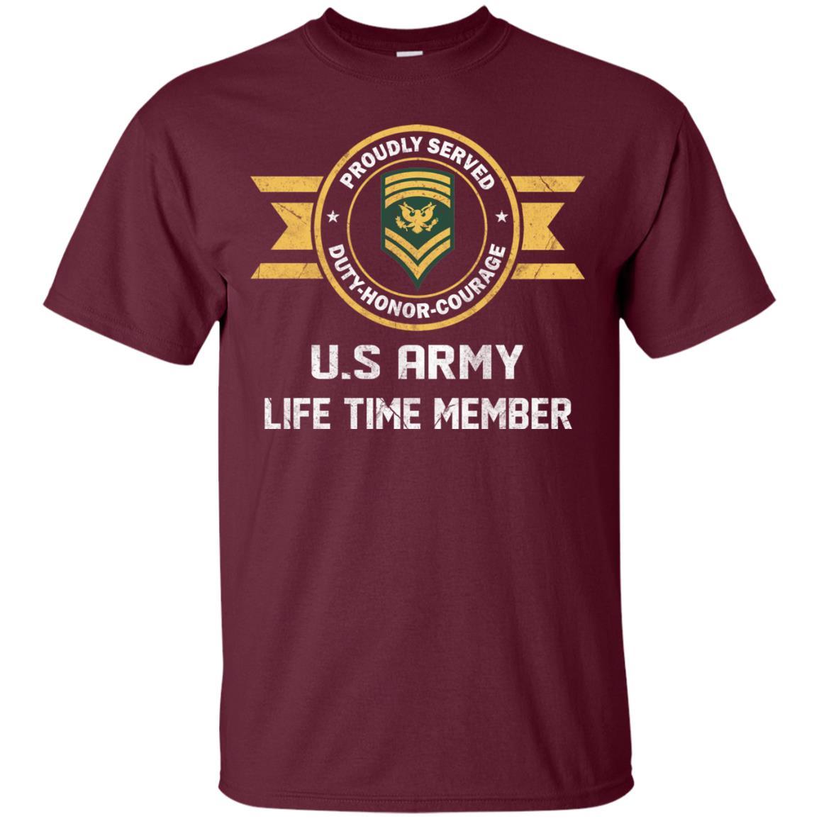 Life Time Member - US Army E-9 SPC E9 Specialist Ranks Men T Shirt On Front-TShirt-Army-Veterans Nation