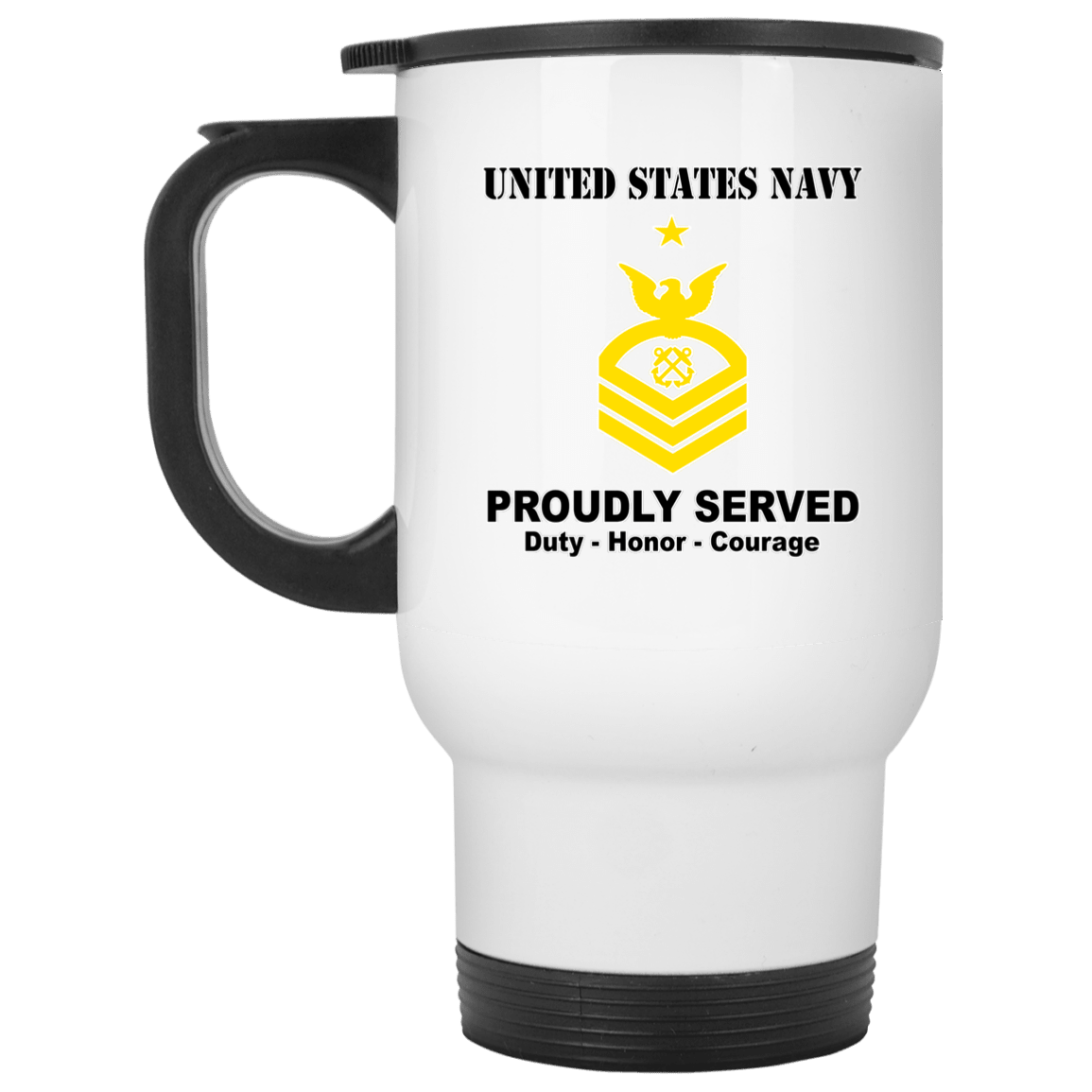 US Navy E-8 Senior Chief Petty Officer E8 SCPO Senior Noncommissioned Officer Ranks T shirt White Coffee Mug - Stainless Travel Mug-Mug-Navy-Collar-Veterans Nation