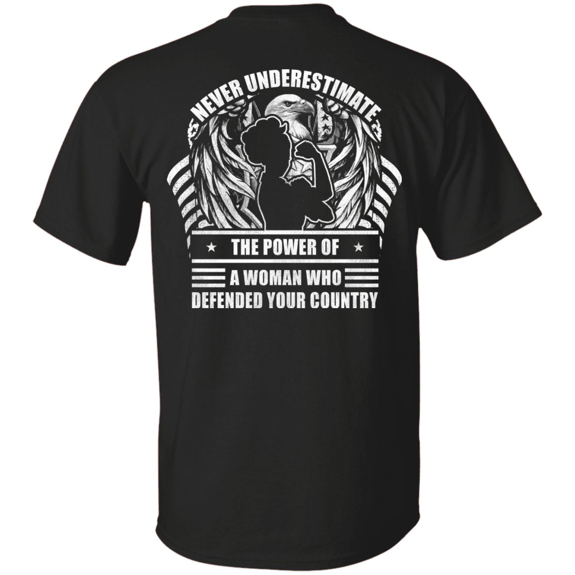 Military T-Shirt "Never Underestimate A Woman Who Defended Your Country Women Back"-TShirt-General-Veterans Nation