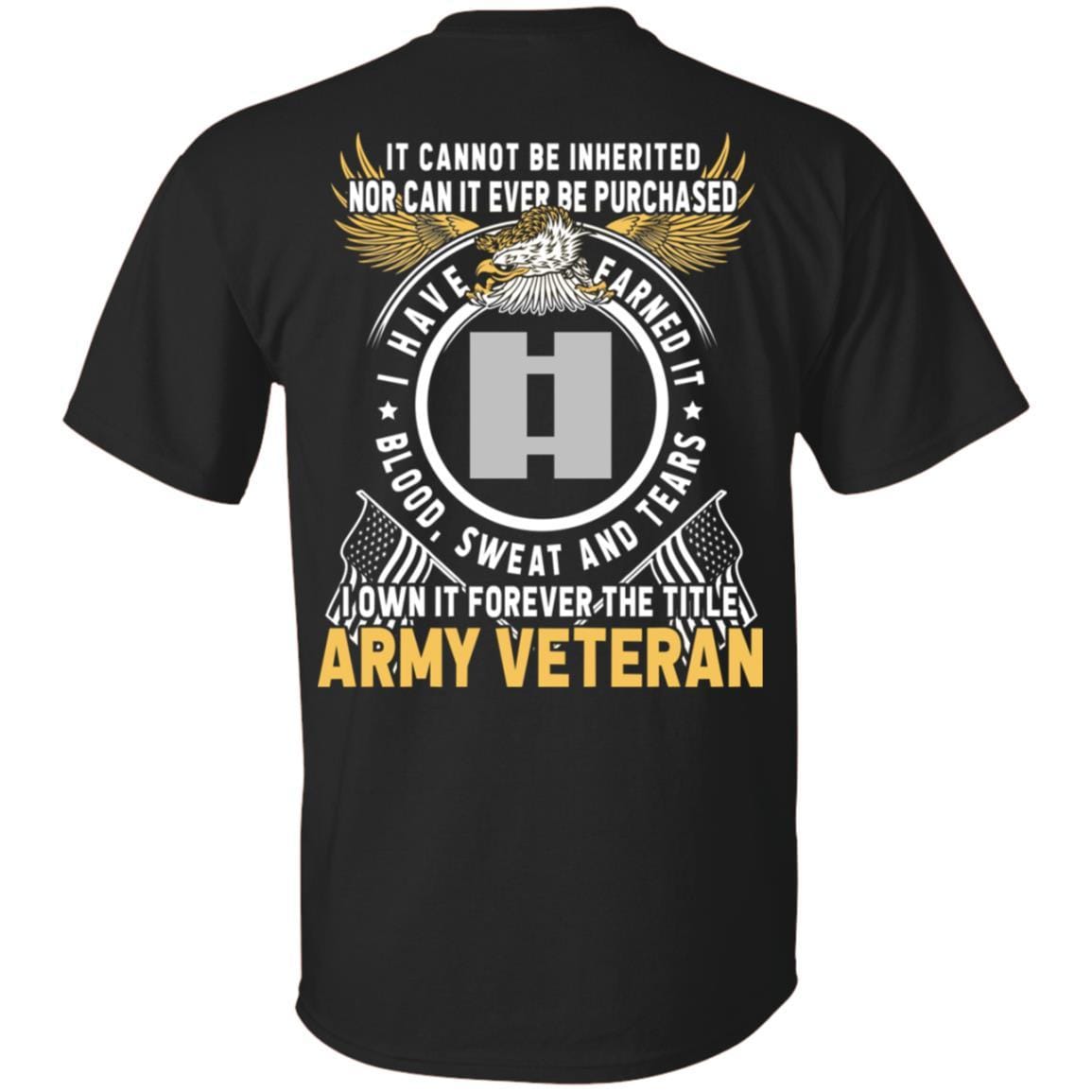 US Army O-3 Captain O3 CPT Commissioned Officer Ranks T-Shirt For Men On Back-TShirt-Army-Veterans Nation