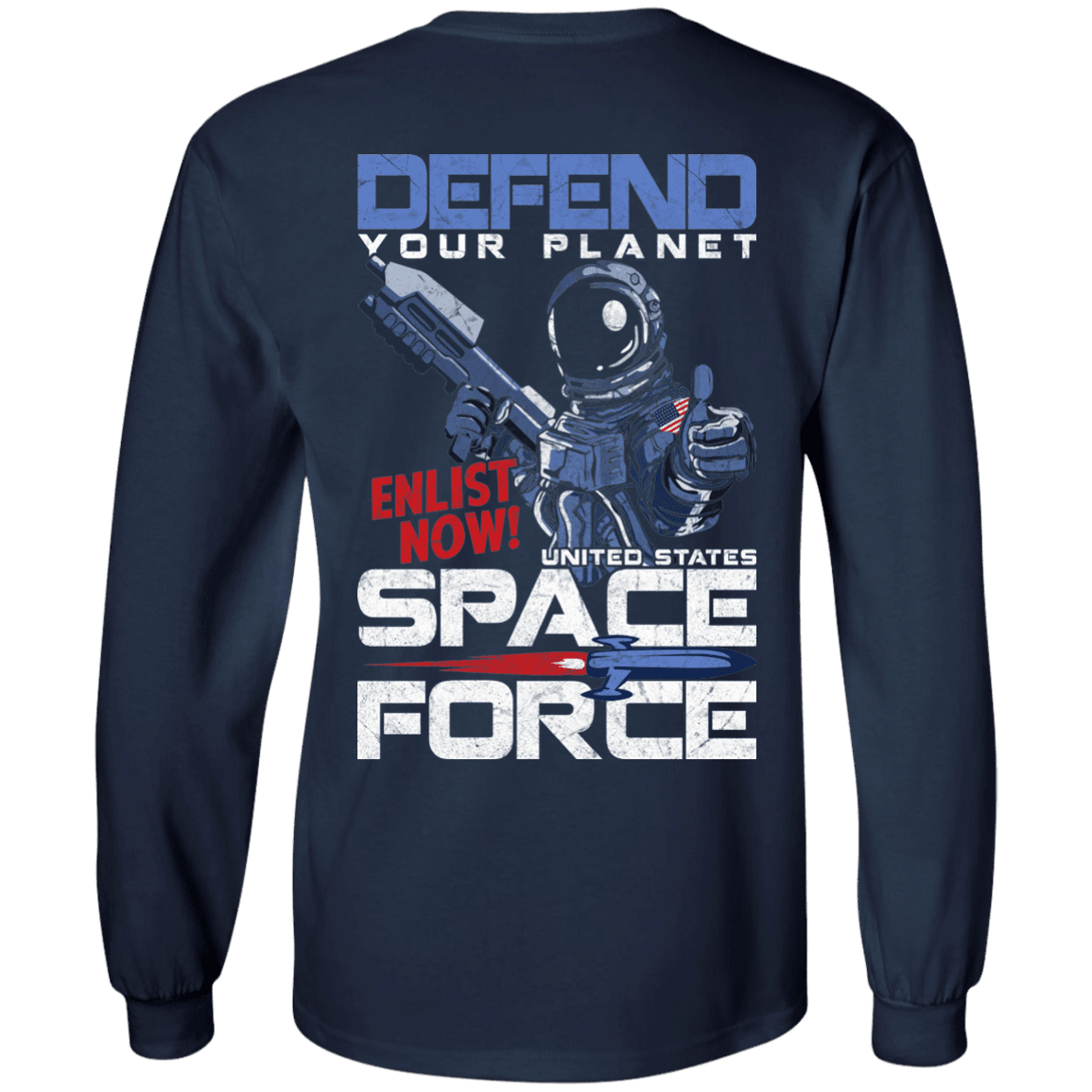 Military T-Shirt "Defend Your Planet Space Force" Men Back-TShirt-General-Veterans Nation