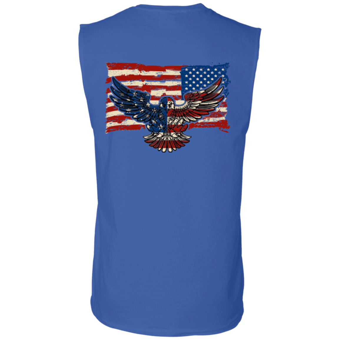 Military T-Shirt "Independence 4 of July Veteran Eagle Flag" Men Back-TShirt-General-Veterans Nation
