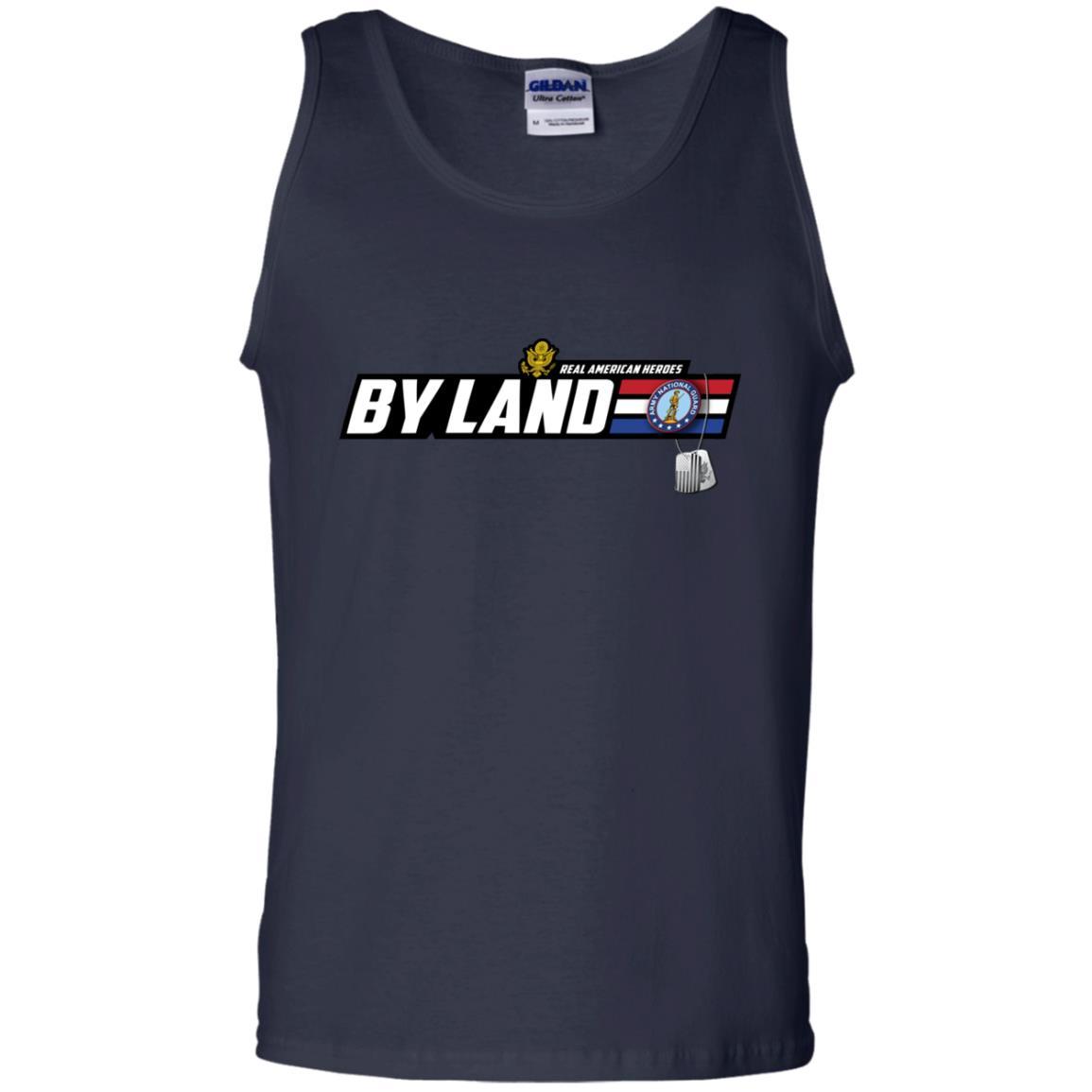 US Army T-Shirt "National Guard Real American Heroes By Land" On Front-TShirt-Army-Veterans Nation