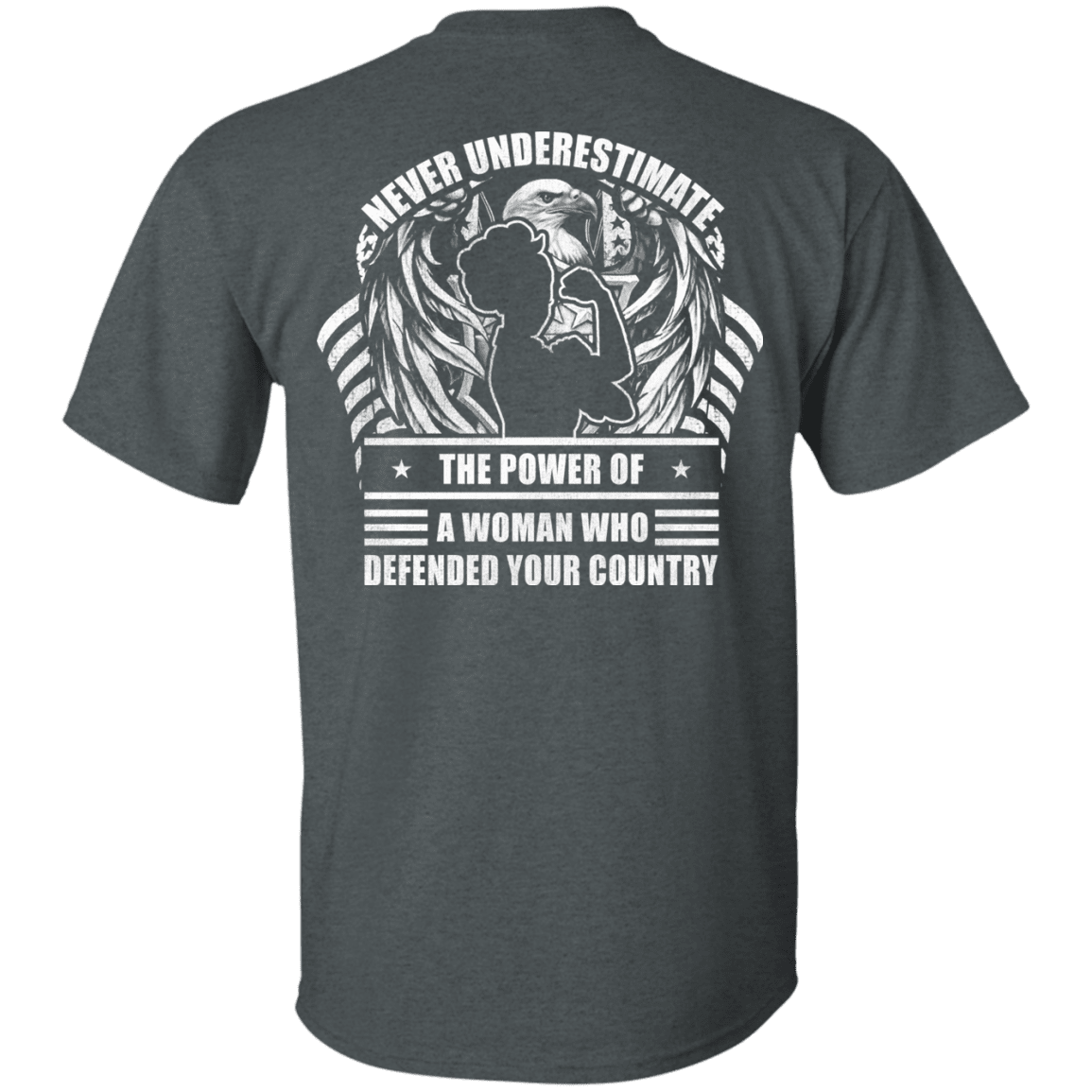 Military T-Shirt "Never Underestimate A Woman Who Defended Your Country Women Back"-TShirt-General-Veterans Nation