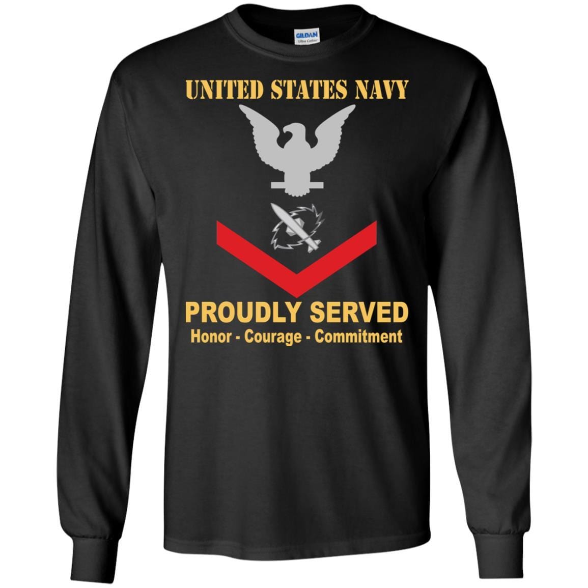Navy Missile Technician Navy MT E-4 Rating Badges Proudly Served T-Shirt For Men On Front-TShirt-Navy-Veterans Nation