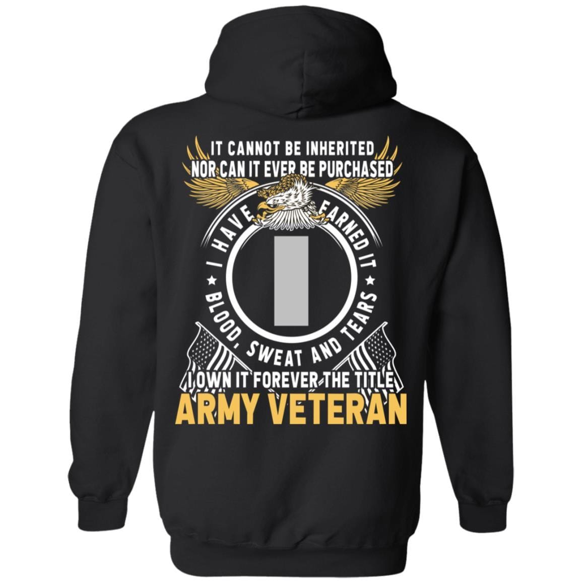 US Army O-2 First Lieutenant O2 1LT Commissioned Officer Ranks T-Shirt For Men On Back-TShirt-Army-Veterans Nation