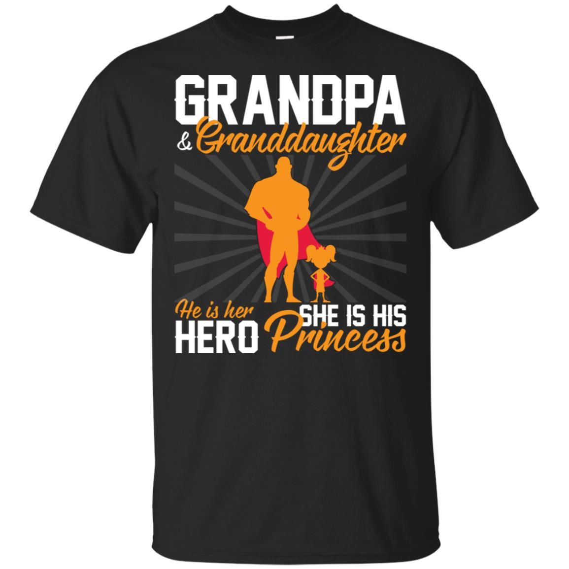 Military T-Shirt "Grandpa & granddaughter he is her hero she is his princess On" Front-TShirt-General-Veterans Nation