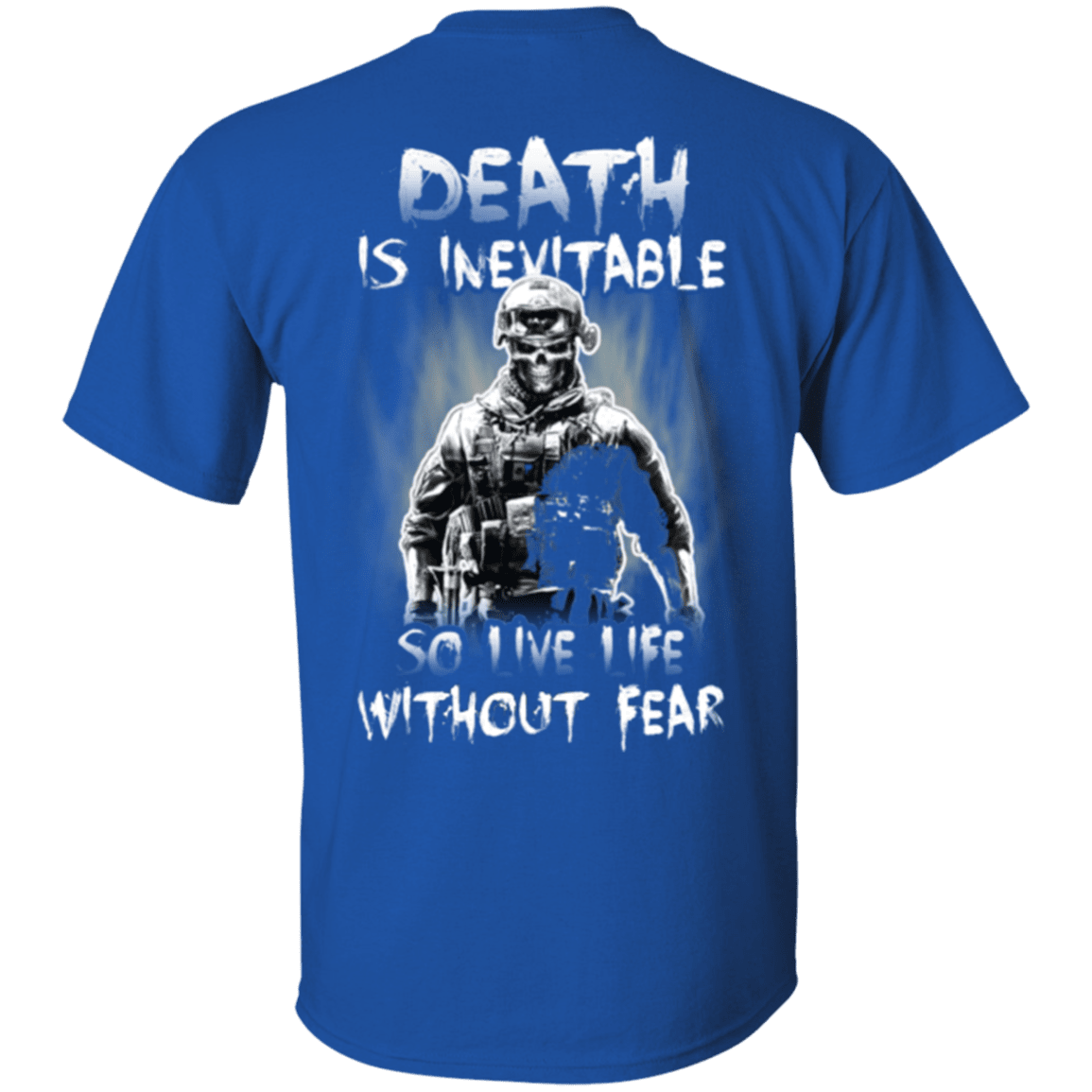 Military T-Shirt "Veteran - Death is Inevitable so I Have Life Without Fear" - Men Back-TShirt-General-Veterans Nation