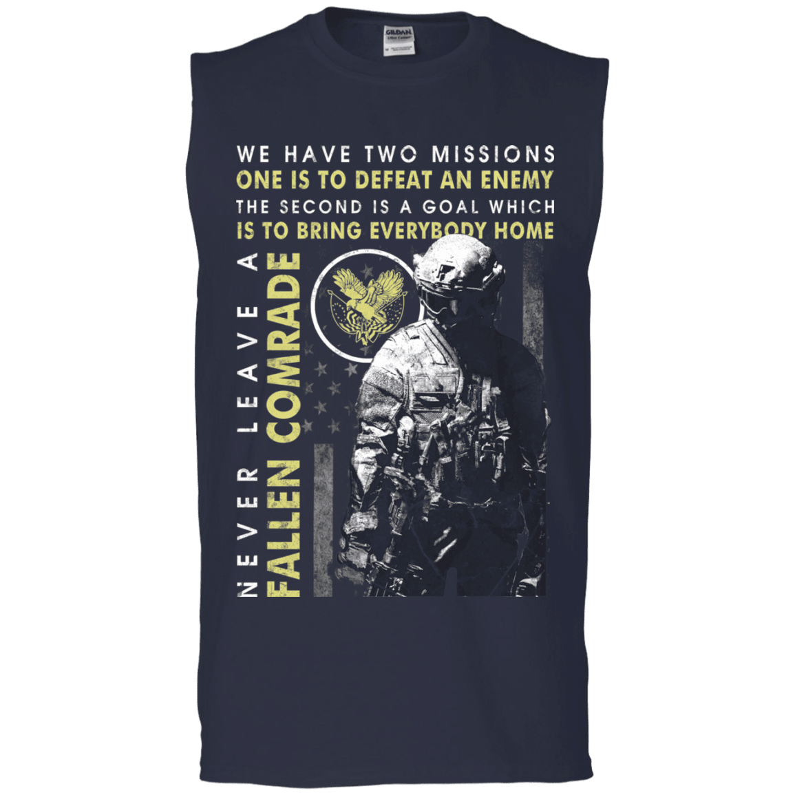 Military T-Shirt "Never Leave A Fallen Comrade Veteran Men" Front-TShirt-General-Veterans Nation