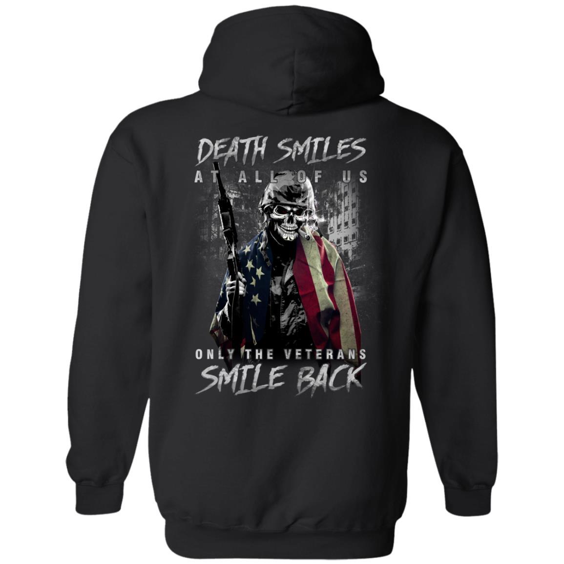 Military T-Shirt "Death Smiles At All Of Us - Only The Veterans Smile Back Men" On Back-TShirt-General-Veterans Nation